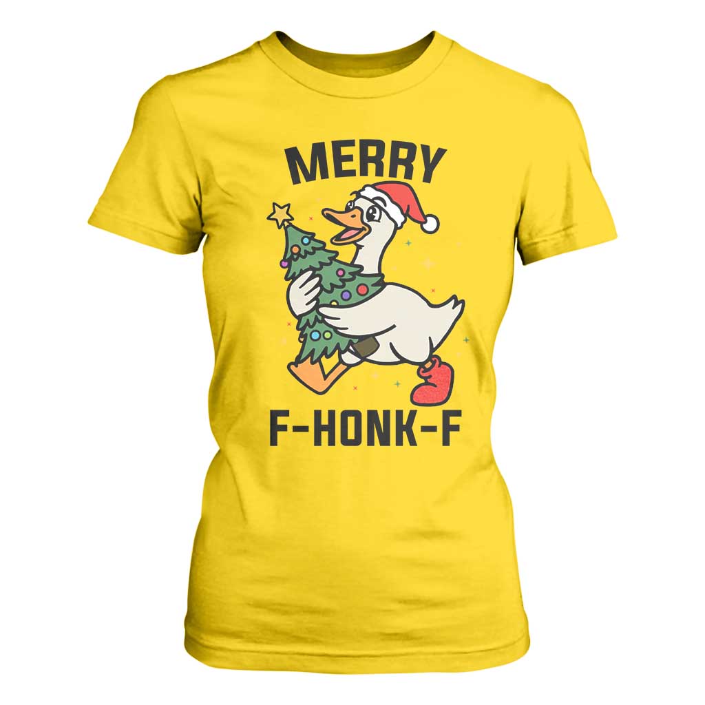 Merry F Caw F Goose T Shirt For Women Funny Christmas Gift TS12 Daisy Print Your Wear