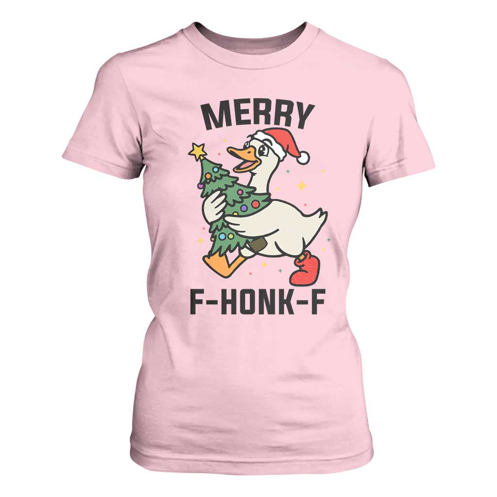 Merry F Caw F Goose T Shirt For Women Funny Christmas Gift TS12 Light Pink Print Your Wear