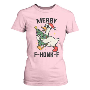 Merry F Caw F Goose T Shirt For Women Funny Christmas Gift TS12 Light Pink Print Your Wear