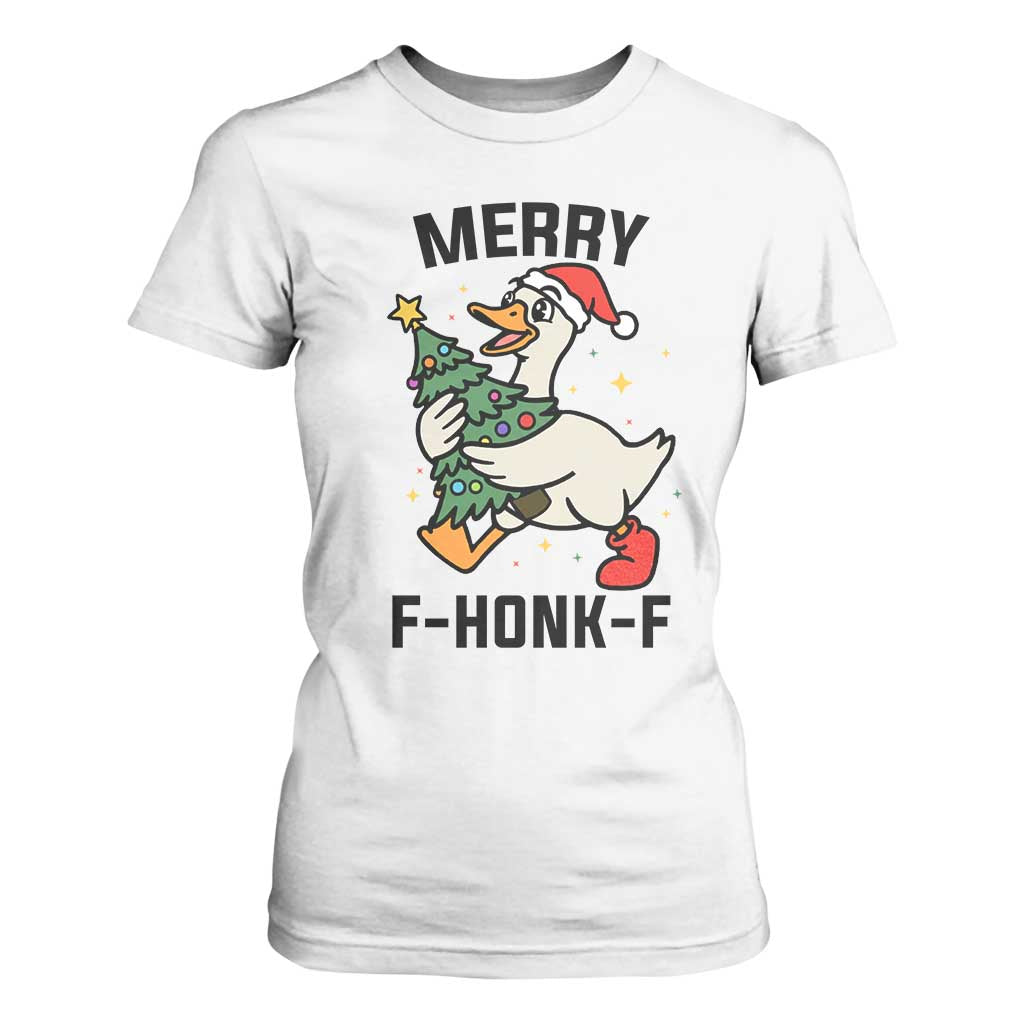 Merry F Caw F Goose T Shirt For Women Funny Christmas Gift TS12 White Print Your Wear