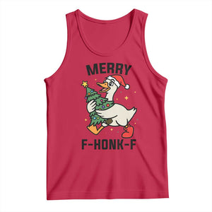 Merry F Caw F Goose Tank Top Funny Christmas Gift - Print Your Wear