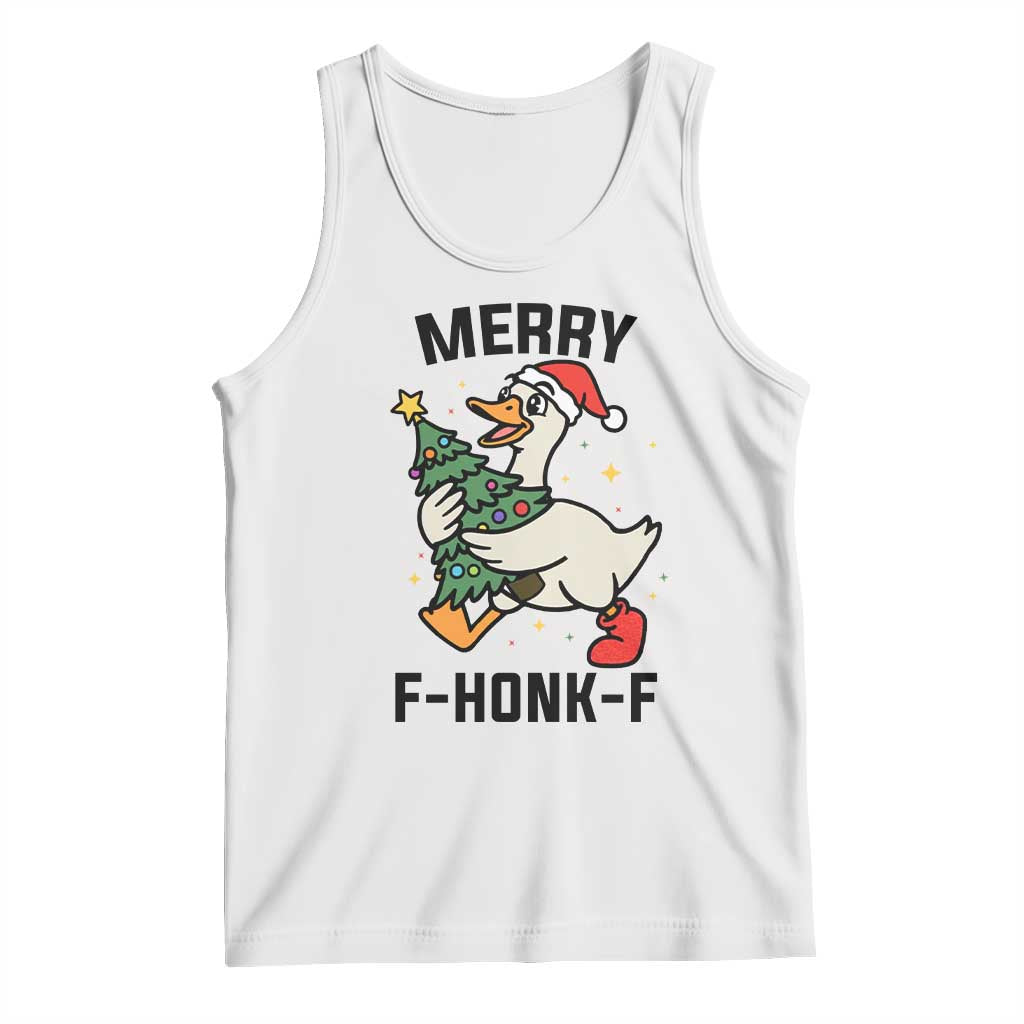Merry F Caw F Goose Tank Top Funny Christmas Gift - Print Your Wear