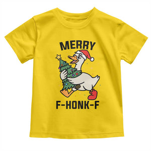 Merry F Caw F Goose Toddler T Shirt Funny Christmas Gift - Print Your Wear