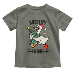 Merry F Caw F Goose Toddler T Shirt Funny Christmas Gift - Print Your Wear