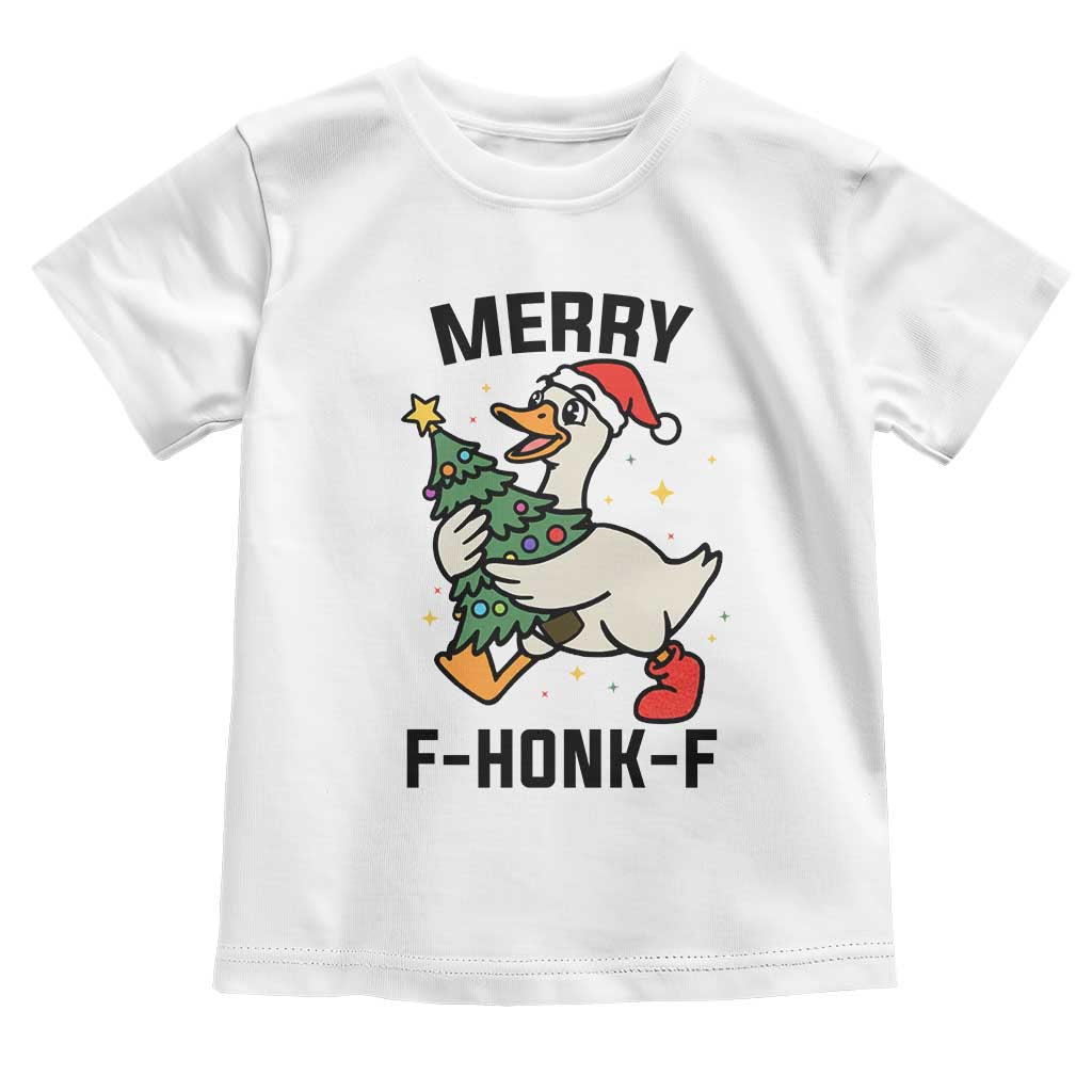 Merry F Caw F Goose Toddler T Shirt Funny Christmas Gift - Print Your Wear