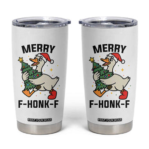Merry F Caw F Goose Tumbler Cup Funny Christmas Gift - Print Your Wear