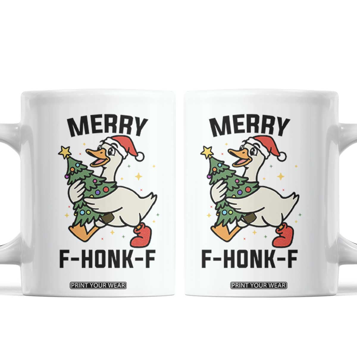 Merry F Caw F Goose Coffee Mug Funny Christmas Gift - Print Your Wear