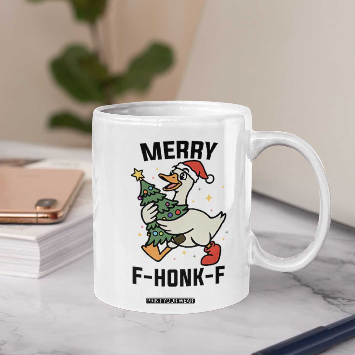 Merry F Caw F Goose Coffee Mug Funny Christmas Gift TS12 Print Your Wear