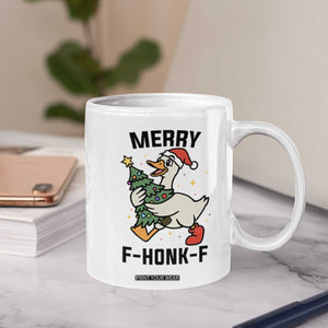 Merry F Caw F Goose Coffee Mug Funny Christmas Gift - Print Your Wear