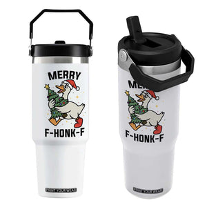 Merry F Caw F Goose Flip Straw Tumbler Funny Christmas Gift - Print Your Wear