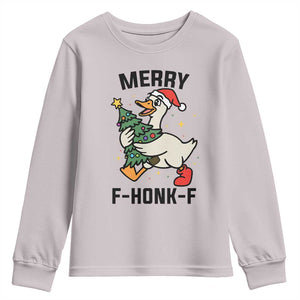 Merry F Caw F Goose Youth Sweatshirt Funny Christmas Gift TS12 Ice Gray Print Your Wear