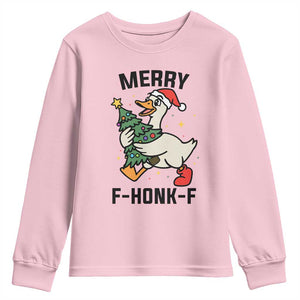 Merry F Caw F Goose Youth Sweatshirt Funny Christmas Gift TS12 Light Pink Print Your Wear