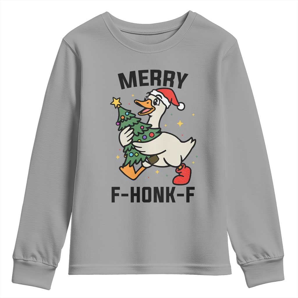 Merry F Caw F Goose Youth Sweatshirt Funny Christmas Gift TS12 Sport Gray Print Your Wear