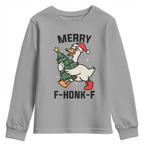 Merry F Caw F Goose Youth Sweatshirt Funny Christmas Gift TS12 Sport Gray Print Your Wear
