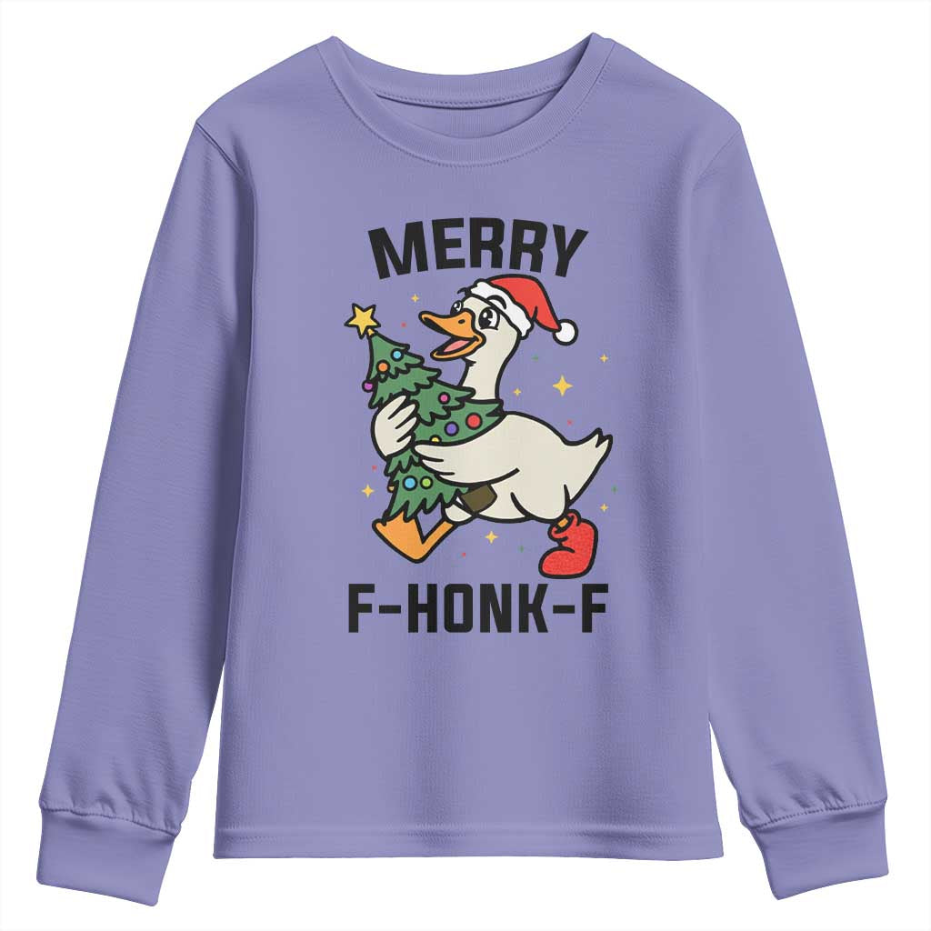 Merry F Caw F Goose Youth Sweatshirt Funny Christmas Gift TS12 Violet Print Your Wear