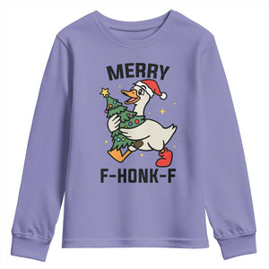 Merry F Caw F Goose Youth Sweatshirt Funny Christmas Gift TS12 Violet Print Your Wear