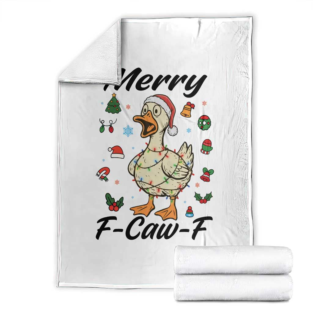 Merry F Caw F Goose Throw Blanket Funny Rebellious Christmas Gift TS12 White Print Your Wear
