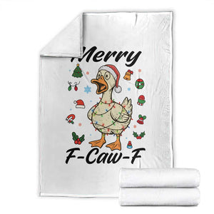 Merry F Caw F Goose Throw Blanket Funny Rebellious Christmas Gift - Print Your Wear
