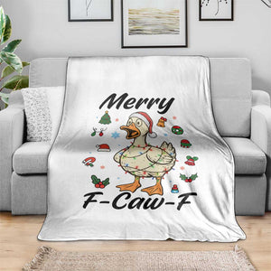 Merry F Caw F Goose Throw Blanket Funny Rebellious Christmas Gift - Print Your Wear