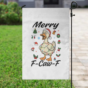 Merry F Caw F Goose Garden Flag Funny Rebellious Christmas Gift - Print Your Wear