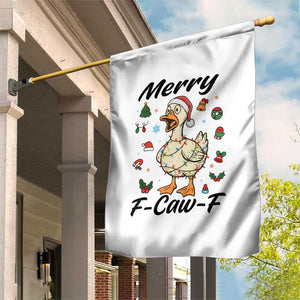 Merry F Caw F Goose Garden Flag Funny Rebellious Christmas Gift - Print Your Wear