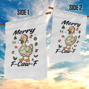 Merry F Caw F Goose Garden Flag Funny Rebellious Christmas Gift - Print Your Wear