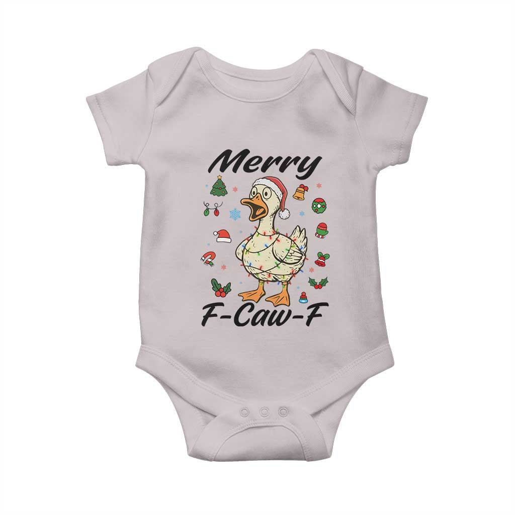 Merry F Caw F Goose Baby Onesie Funny Rebellious Christmas Gift TS12 Ice Gray Print Your Wear