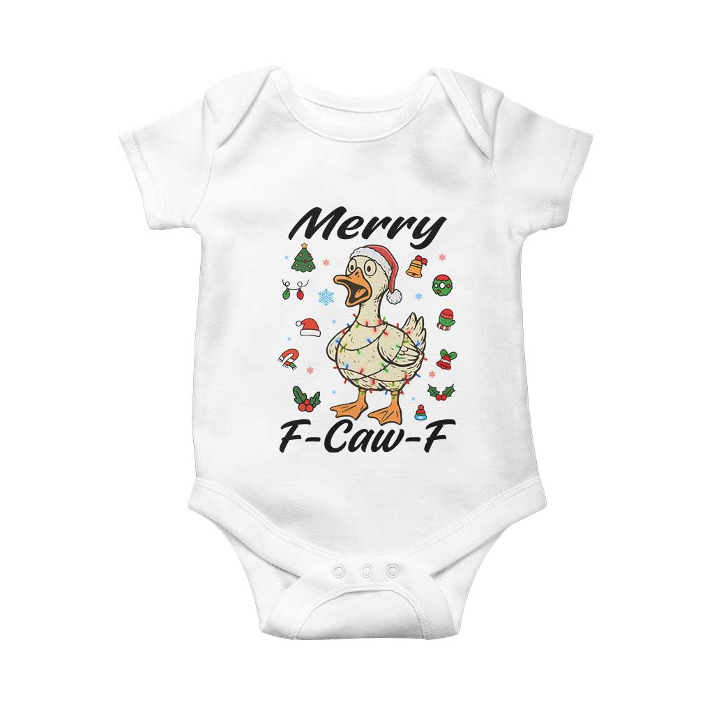 Merry F Caw F Goose Baby Onesie Funny Rebellious Christmas Gift - Print Your Wear