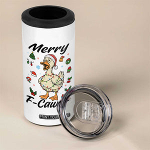 Merry F Caw F Goose 4 in 1 Can Cooler Tumbler Funny Rebellious Christmas Gift - Print Your Wear