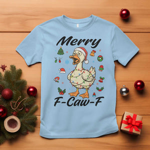 Merry F Caw F Goose T Shirt Funny Rebellious Christmas Gift TS12 Light Blue Print Your Wear