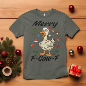 Merry F Caw F Goose T Shirt Funny Rebellious Christmas Gift TS12 Military Green Print Your Wear