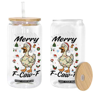 Merry F Caw F Goose Glass Can Funny Rebellious Christmas Gift - Print Your Wear