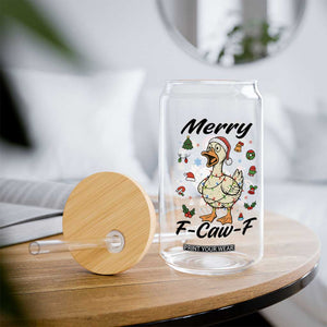 Merry F Caw F Goose Glass Can Funny Rebellious Christmas Gift - Print Your Wear