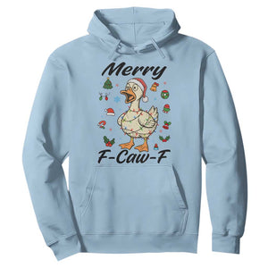 Merry F Caw F Goose Hoodie Funny Rebellious Christmas Gift TS12 Light Blue Print Your Wear