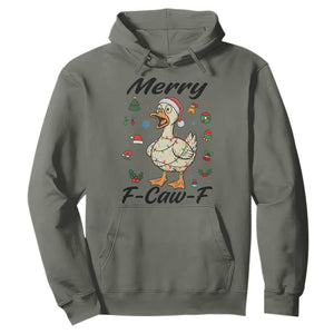 Merry F Caw F Goose Hoodie Funny Rebellious Christmas Gift TS12 Military Green Print Your Wear