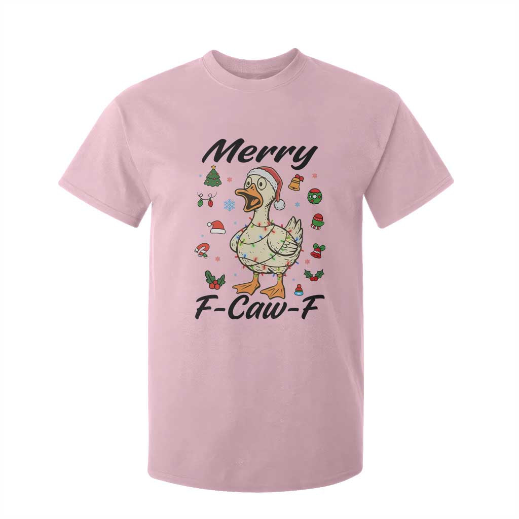 Merry F Caw F Goose T Shirt For Kid Funny Rebellious Christmas Gift TS12 Light Pink Print Your Wear