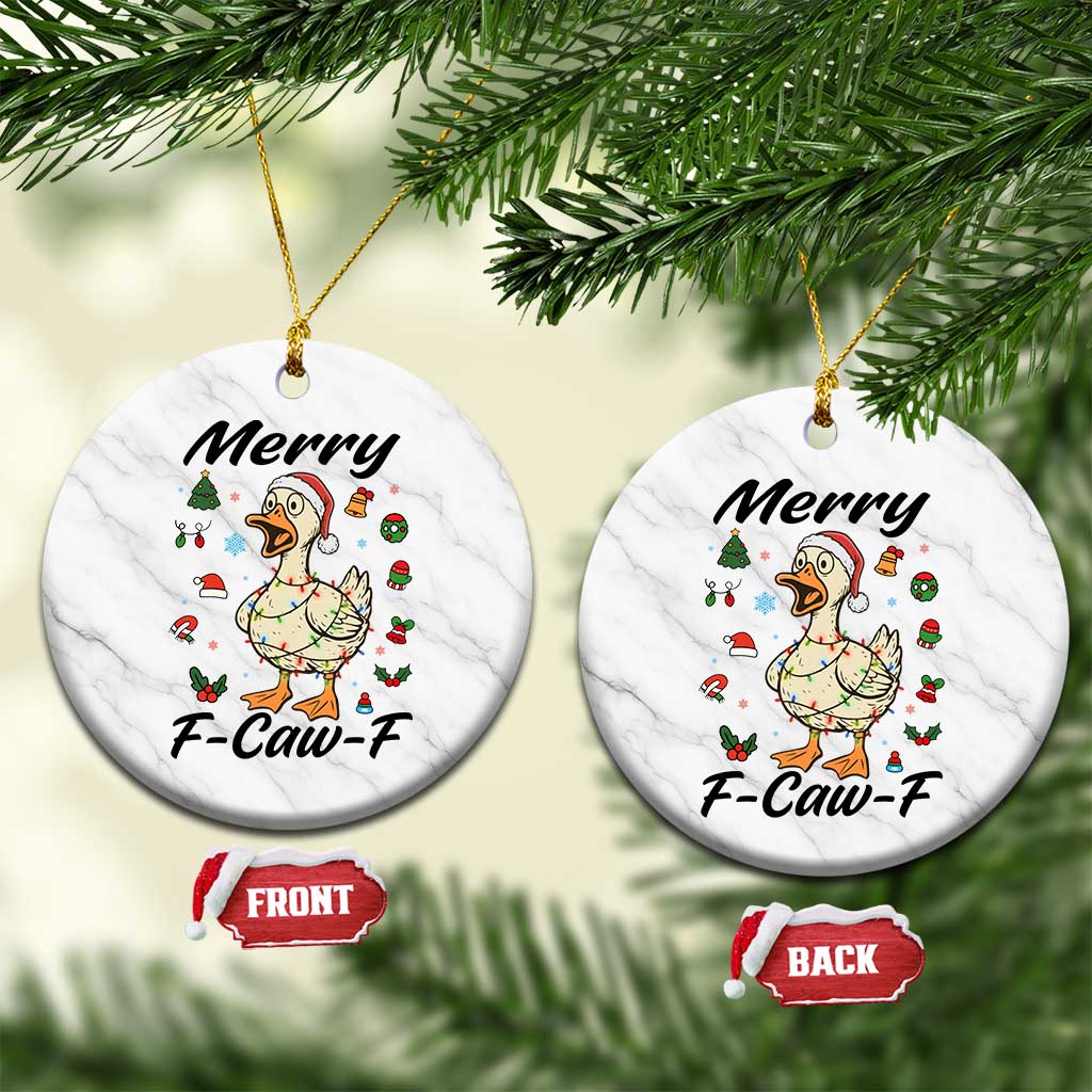 Merry F Caw F Goose Ceramic Ornament Funny Rebellious Xmas Gift TS12 1pc White Marble Print Your Wear