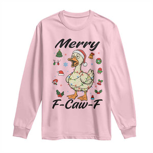 Merry F Caw F Goose Long Sleeve Shirt Funny Rebellious Christmas Gift TS12 Light Pink Print Your Wear