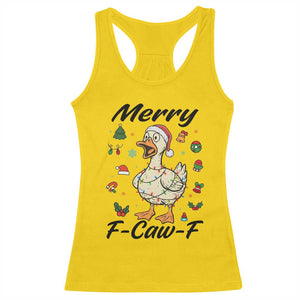 Merry F Caw F Goose Racerback Tank Top Funny Rebellious Christmas Gift TS12 Daisy Print Your Wear