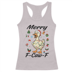 Merry F Caw F Goose Racerback Tank Top Funny Rebellious Christmas Gift TS12 Ice Gray Print Your Wear