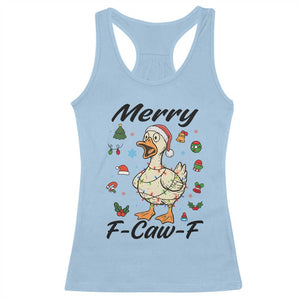 Merry F Caw F Goose Racerback Tank Top Funny Rebellious Christmas Gift TS12 Light Blue Print Your Wear