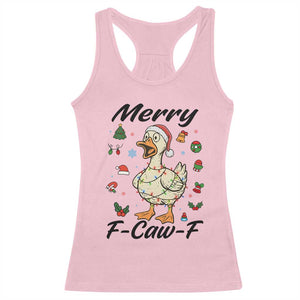 Merry F Caw F Goose Racerback Tank Top Funny Rebellious Christmas Gift TS12 Light Pink Print Your Wear