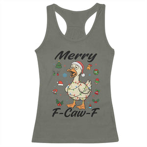 Merry F Caw F Goose Racerback Tank Top Funny Rebellious Christmas Gift TS12 Military Green Print Your Wear