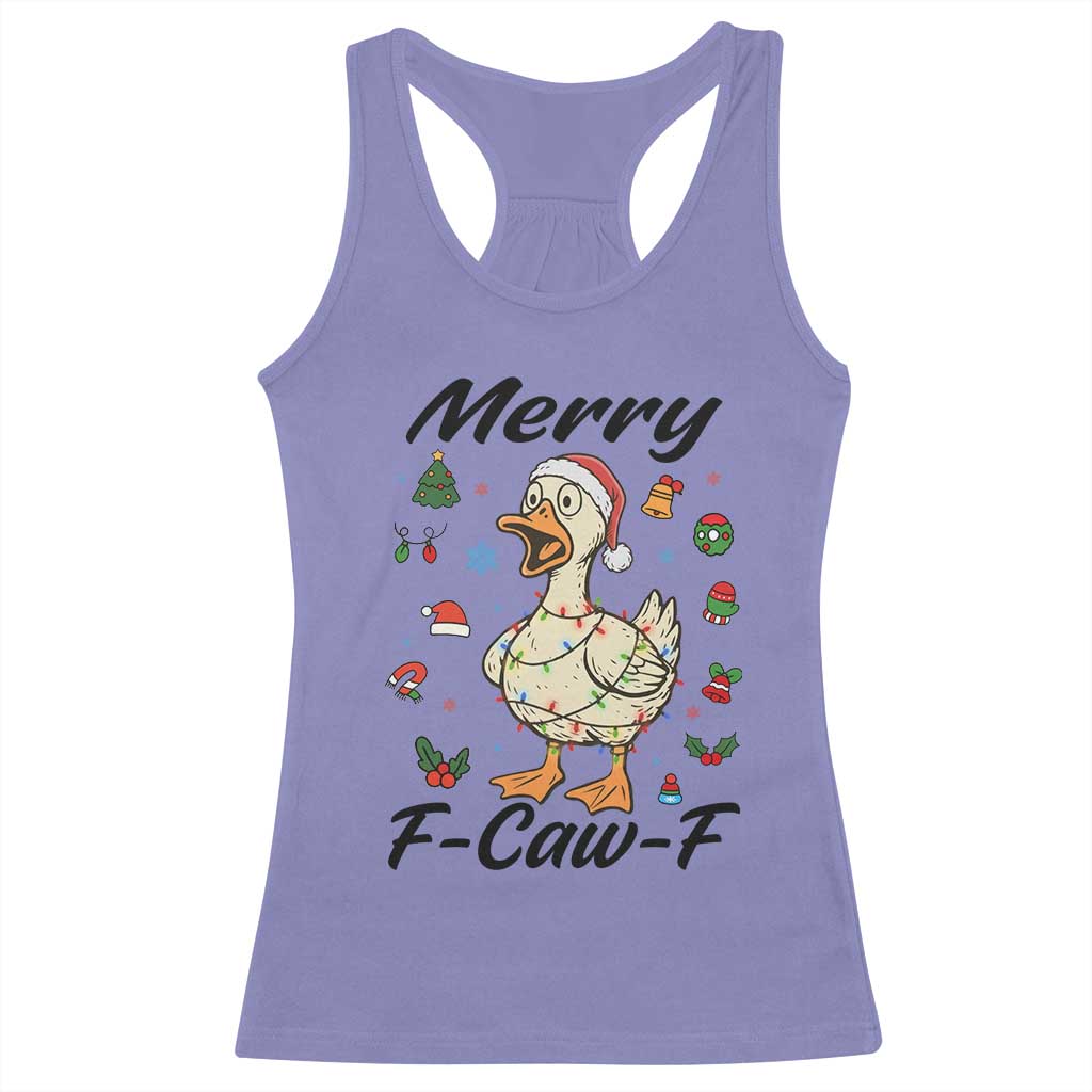Merry F Caw F Goose Racerback Tank Top Funny Rebellious Christmas Gift TS12 Violet Print Your Wear