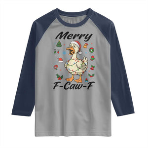 Merry F Caw F Goose Raglan Shirt Funny Rebellious Christmas Gift TS12 Sport Gray Navy Print Your Wear