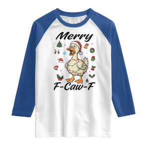 Merry F Caw F Goose Raglan Shirt Funny Rebellious Christmas Gift - Print Your Wear