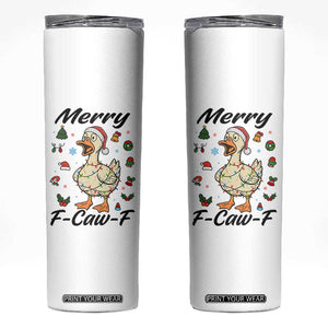 Merry F Caw F Goose Skinny Tumbler Funny Rebellious Christmas Gift - Print Your Wear