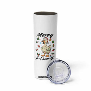 Merry F Caw F Goose Skinny Tumbler Funny Rebellious Christmas Gift - Print Your Wear