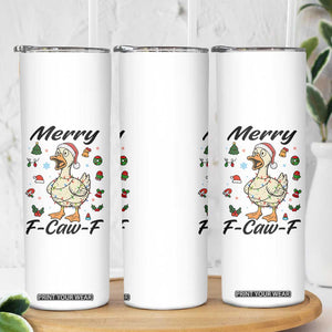 Merry F Caw F Goose Skinny Tumbler Funny Rebellious Christmas Gift - Print Your Wear