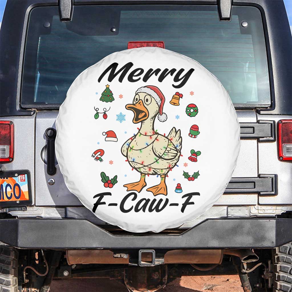 Merry F Caw F Goose Spare Tire Cover Funny Rebellious Christmas Gift TS12 No hole White Print Your Wear